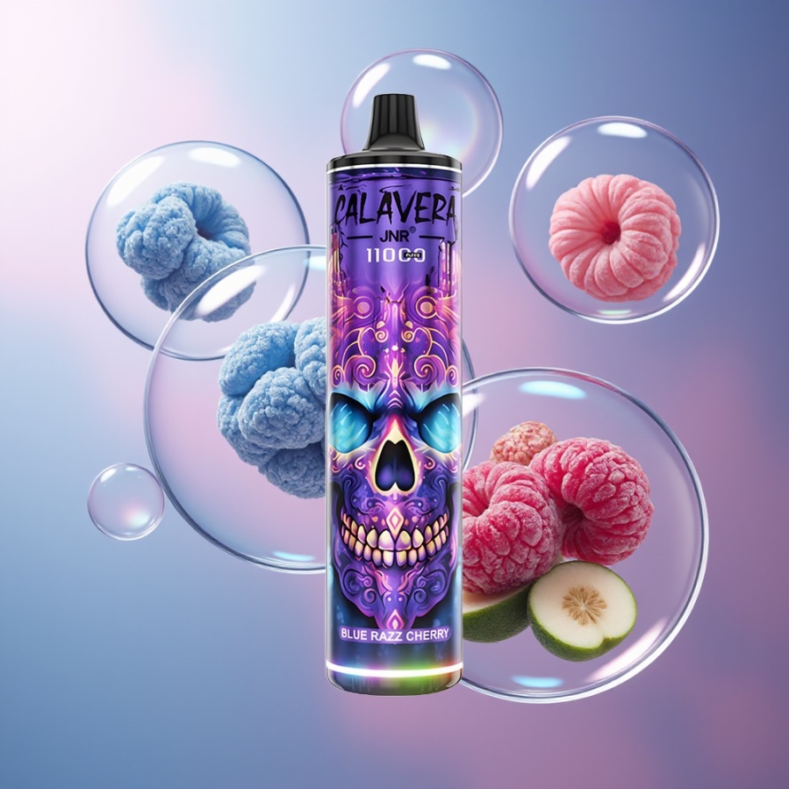 JNR Calavera 11000 Puffs Engångs Vape Blå Hallon Körsbär Svensk Grossist 850mAh 21ml