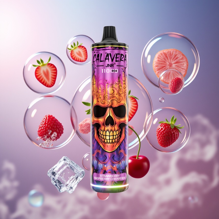 JNR Calavera 11000 Puffs Engångsvape Jordgubb Hallon Körsbär Iskall svensk grossist Typ-C 850mAh 21ml 1.0ohm