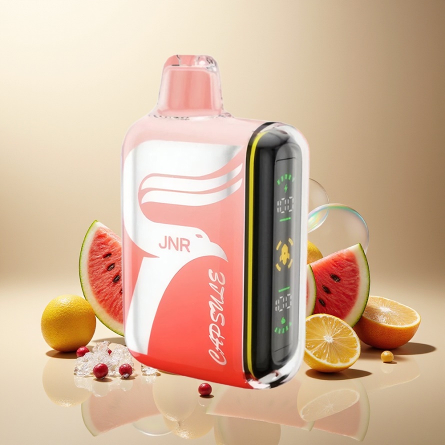 JNR Capsule 15000 Puffs Svensk GrossistEngångs Vape Vattenmelon Brazz Is 20ml Dual Mesh Coil Smart LED Boost Mode