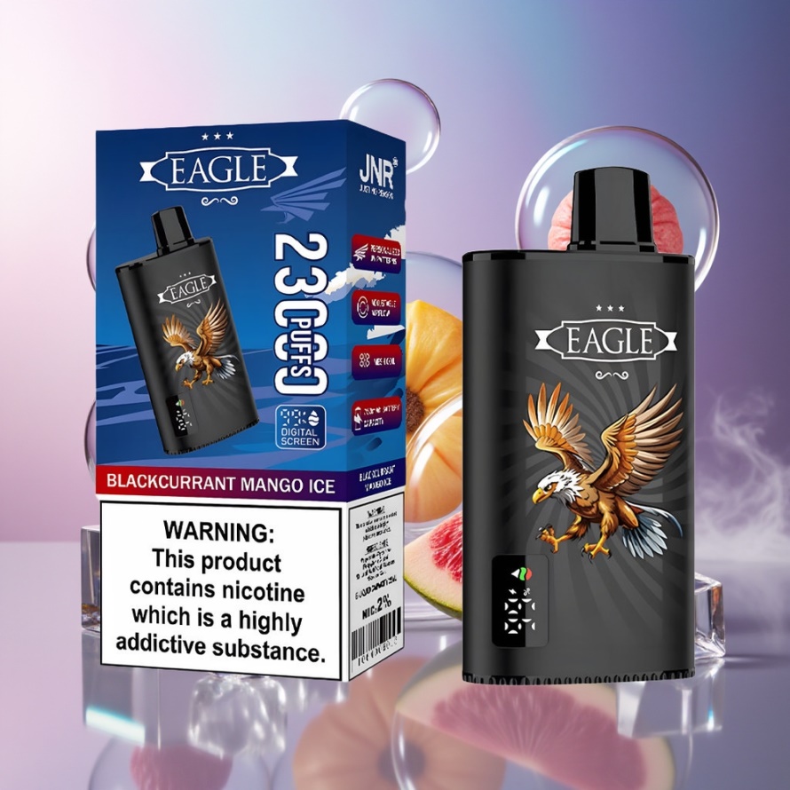 JNR EAGLE Smart 23000 Puffs Digital Screen 1.0ohm Mesh svensk grossist Engångs Vape Svartvinbär Mango Is