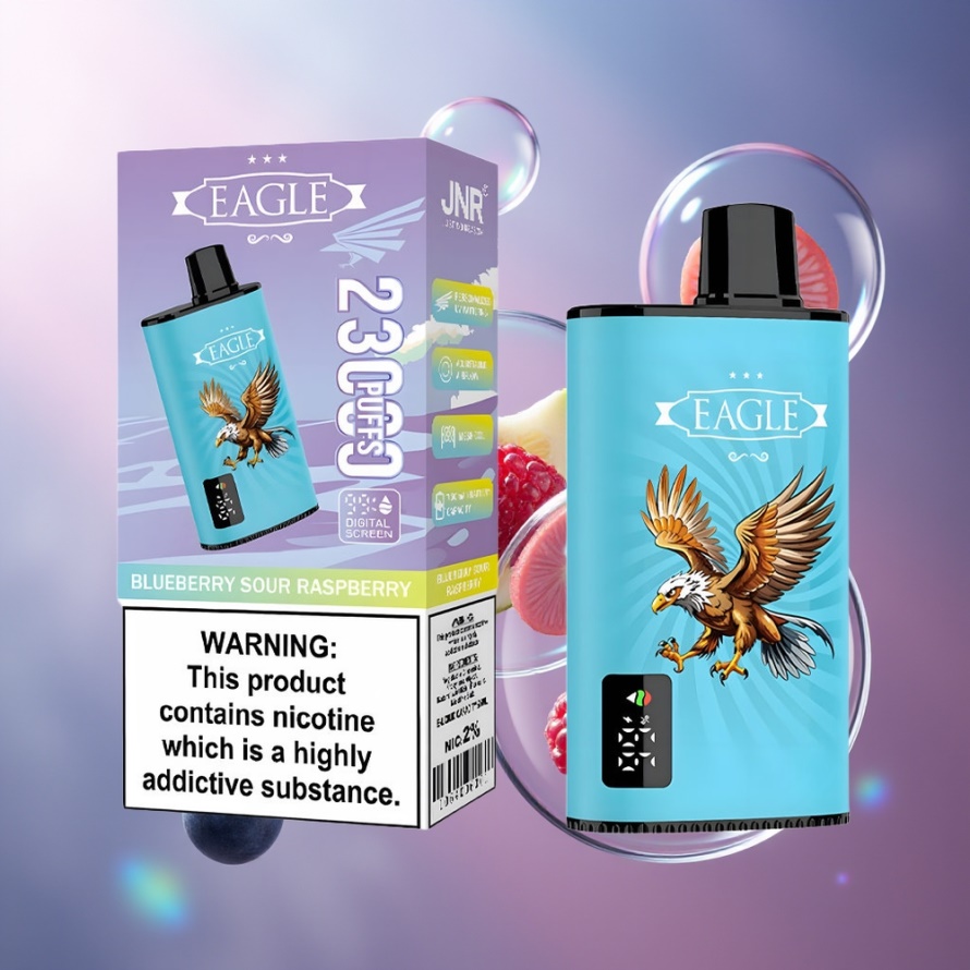 JNR EAGLE Smart 23000 Puffs Engångs Vape Blåbär Sur Hallon Digital Skärm 1.0ohm Mesh svensk grossist