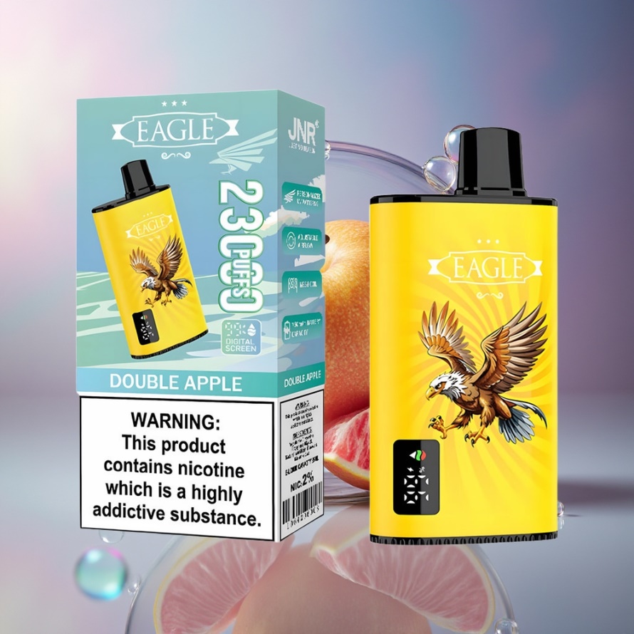 JNR EAGLE Smart 23000 Puffs Engångs Vape Dubbel Äpple med Digital Skärm 1.0ohm Mesh Coil & Justerbar Luftflöde svensk grossist