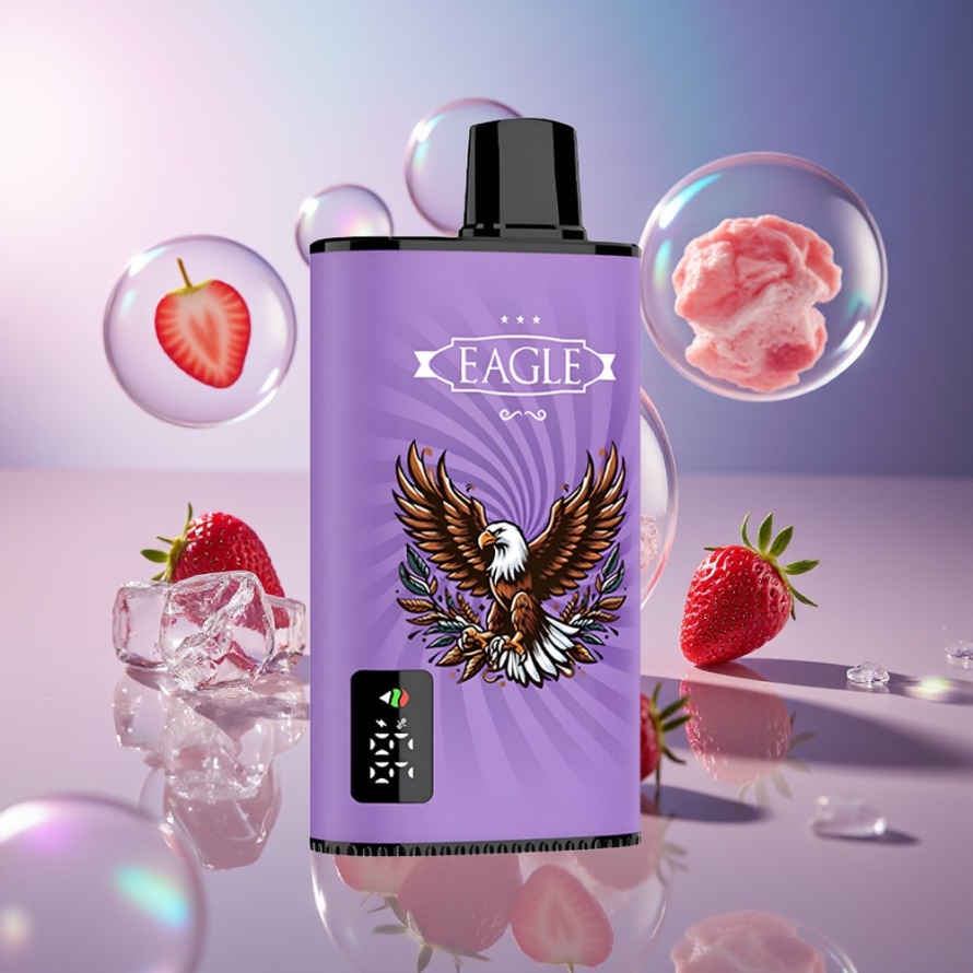 JNR EAGLE Smart 23000 Puffs Engångs Vape Jordgubb Is med Digital Skärm, 1.0ohm Mesh Coil & Justerbar Luftflöde svensk grossist