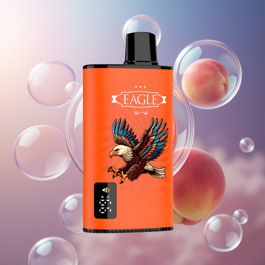 JNR EAGLE Smart 23000 Puffs Engångs Vape Juicy Peaches Svensk Grossist med Digital Skärm & 1.0ohm Mesh Coil