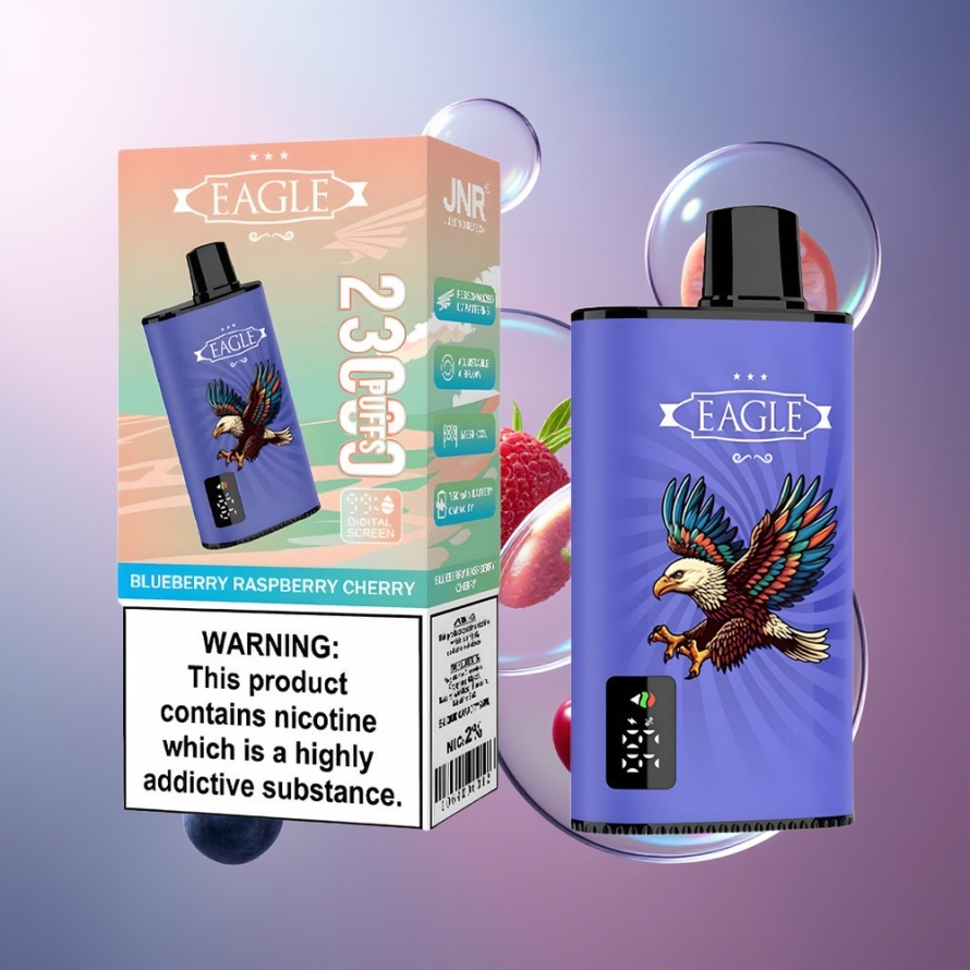 JNR EAGLE Smart 23000 Puffs Svensk Grossist Engångs Vape Blåbär Hallon Körsbär med Digital Skärm 1.0ohm Mesh Coil 750mAh