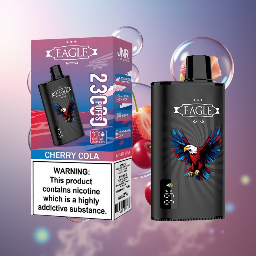 JNR EAGLE Smart 23000 Puffs Svensk Grossist Engångs Vape Körsbär Cola med Digital Skärm 25ml 2% Nikotin