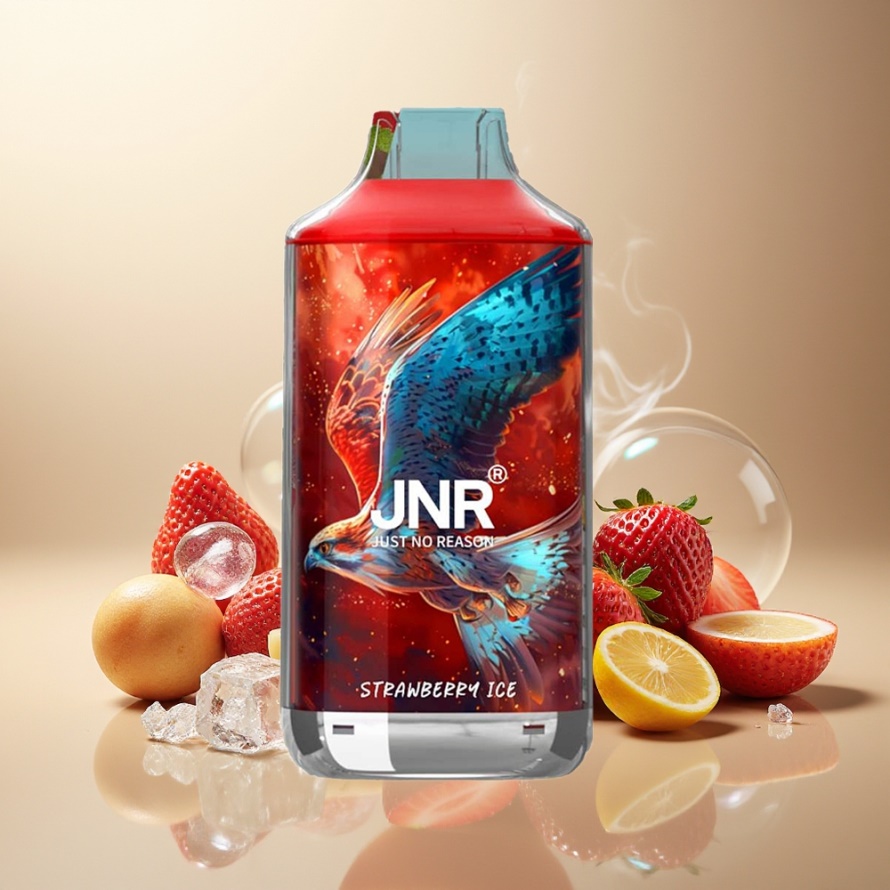 JNR Falcon 16000 PuffsEngångs Vape Jordgubb Is svensk grossist 850mAh 22ml Dual Mesh Coil Type C LED 0%/2% Nikotin