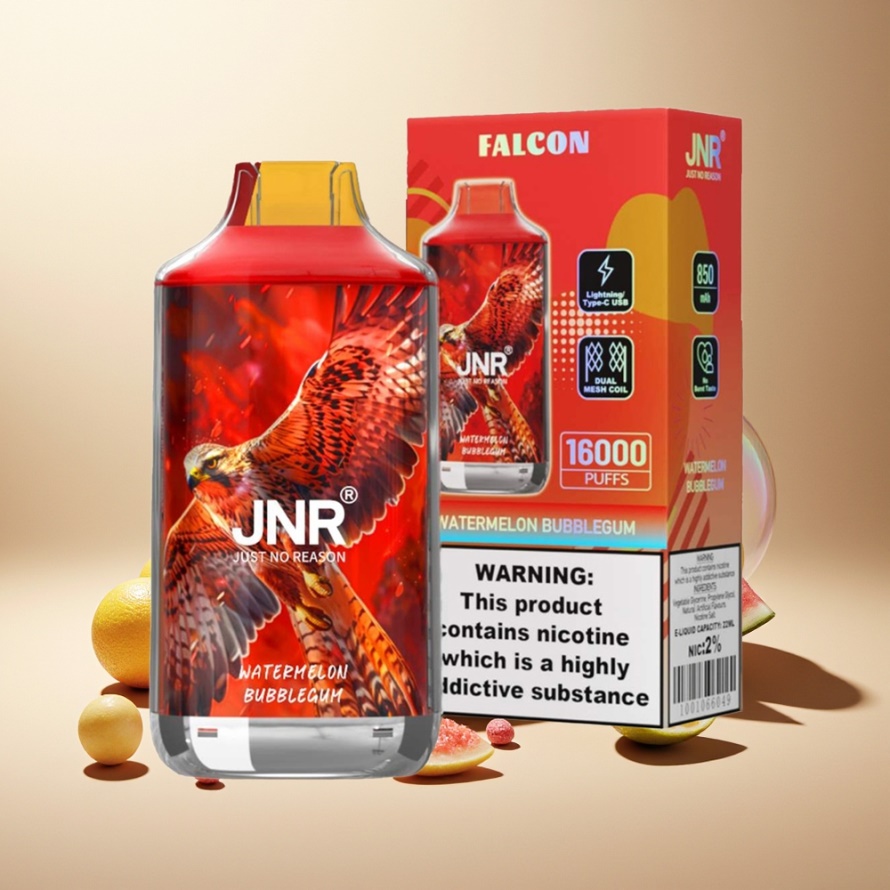JNR Falcon 16000 Puffs Svensk GrossistEngångs Vape Vattenmelon Tuggummi 850mAh 22ml Dual Mesh Coil