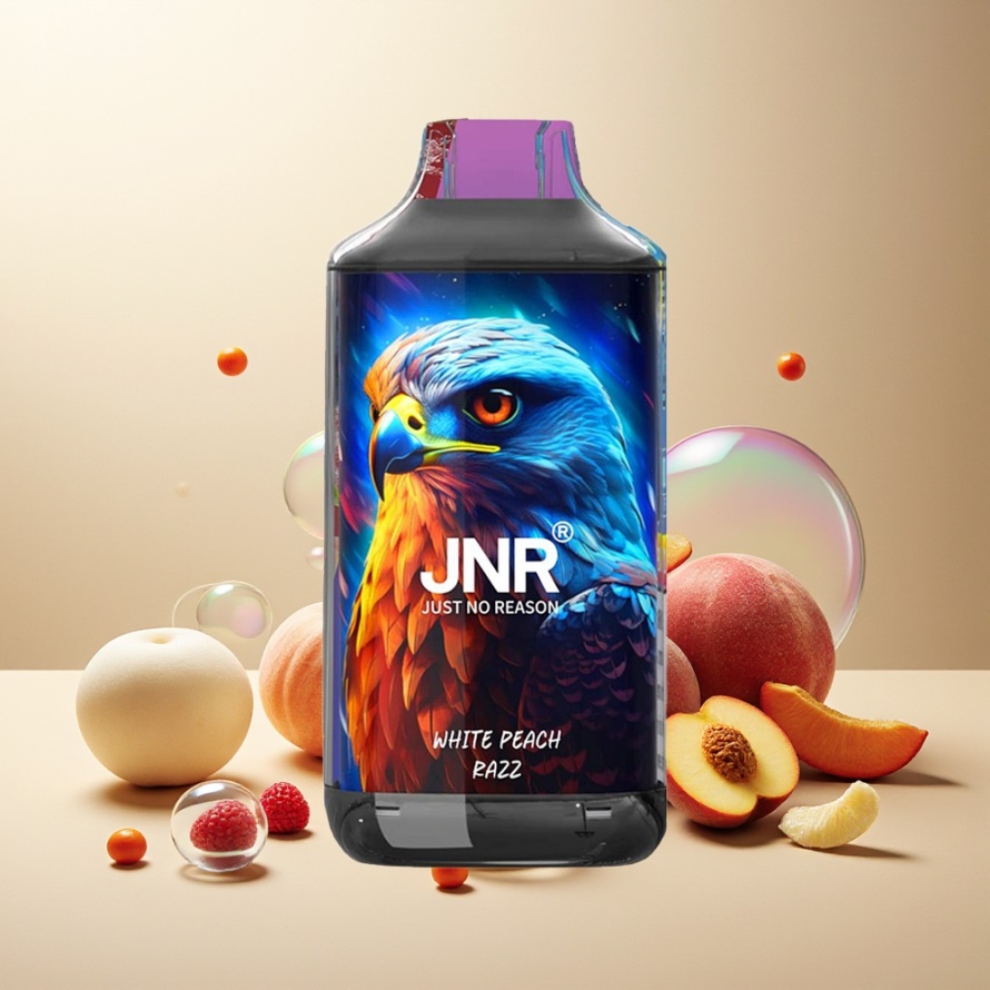 JNR Falcon 16000 Puffs Vit Persika Razz Svensk Grossist 850mAh 22ml Dual Mesh Coil Typ C LED 0%/2% Nikotin
