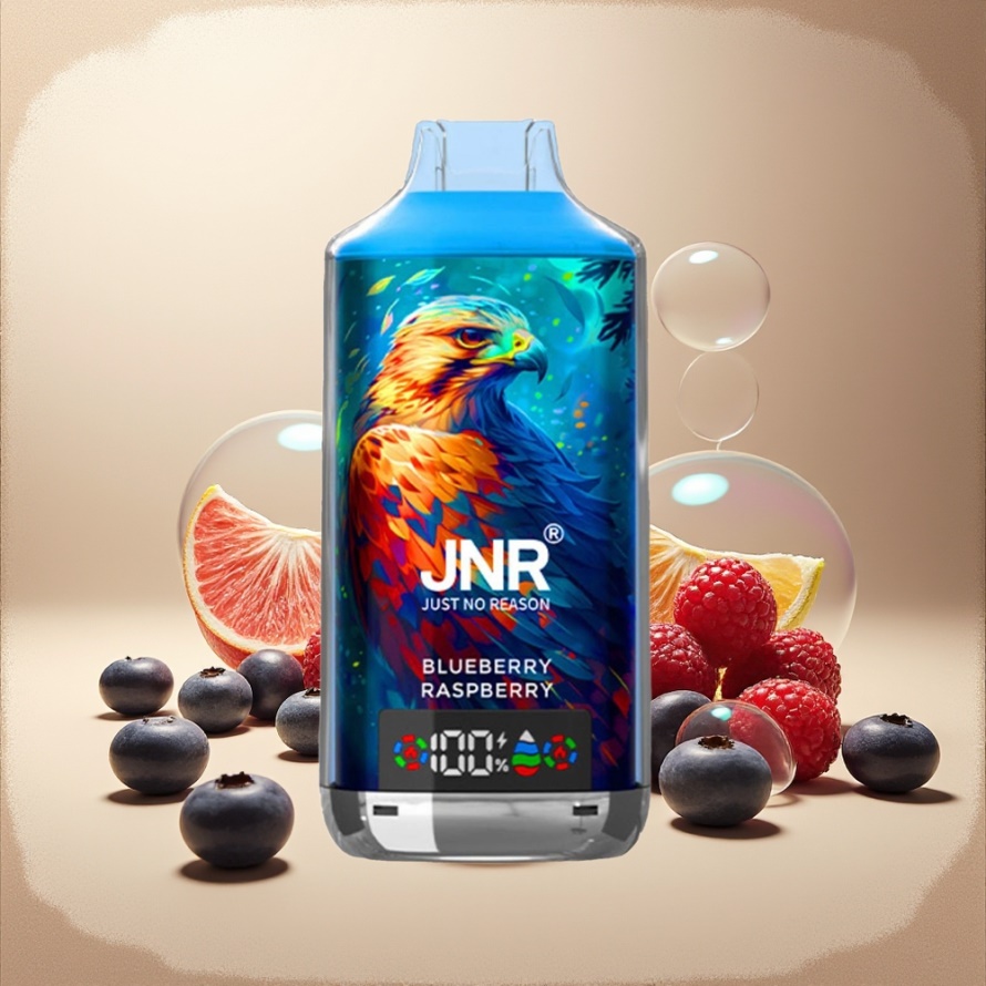 JNR Falcon X 18000 Puffs Svensk GrossistEngångs Vape Blåbär Hallon 750mAh 24ml Dual Mesh Coil Typ-C