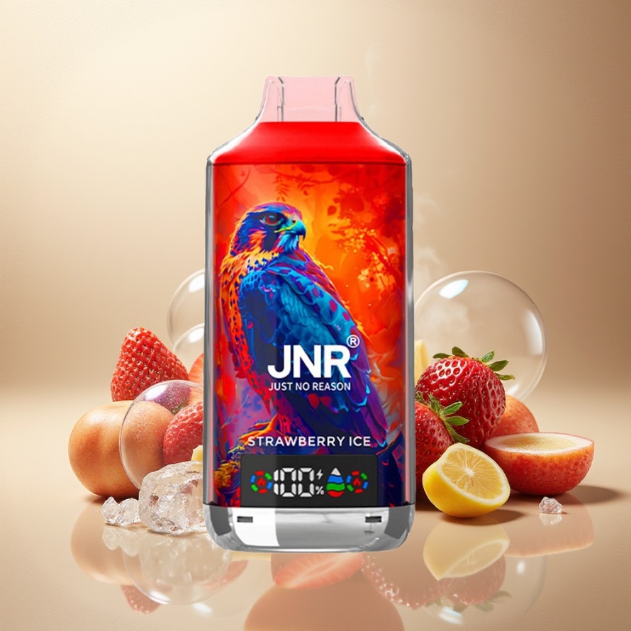 JNR Falcon X 18000 Puffs Svensk GrossistEngångs Vape Jordgubb Is 750mAh 24ml Dual Mesh Digital Type-C 0%/2%/5% Nikotin