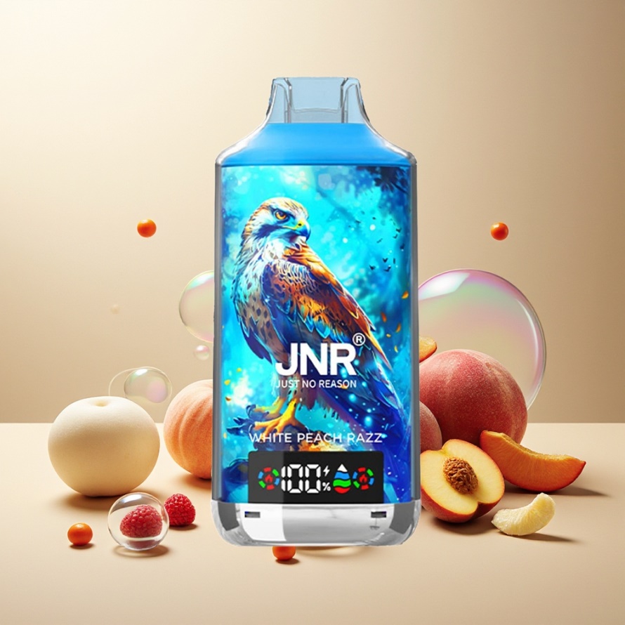 JNR Falcon X 18000 Puffs Svensk GrossistEngångs Vape Vit Persika Razz 24ml Dual Mesh Coil Type-C