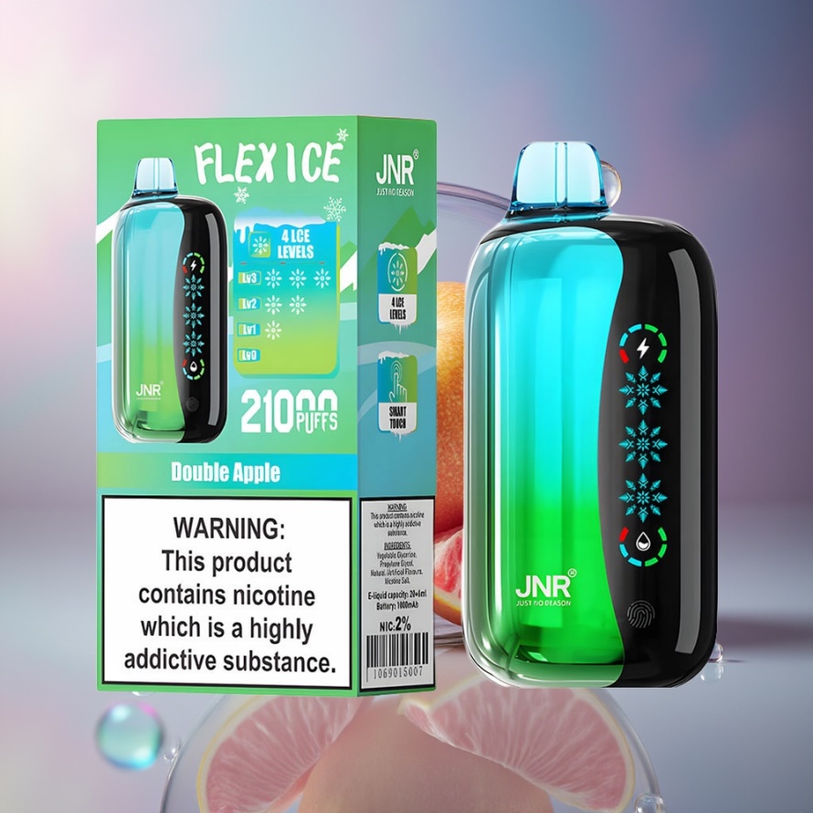 JNR Flex Ice 21000 Puffs Engångs Vape Dubbel Äpple – Svensk Grossist – Justerbart Ice, 26ml, 1.2 Ohm Dual Mesh, 1000mAh, Type-C