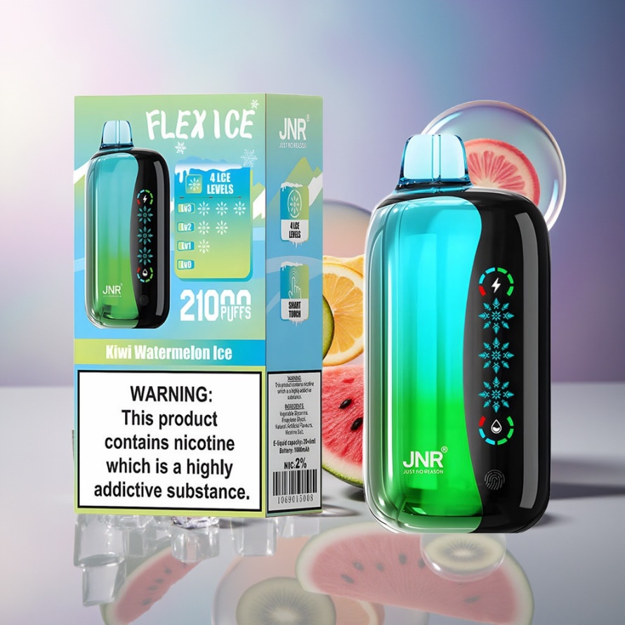 JNR Flex Ice 21000 Puffs Svensk Grossist Disposabel Vape Kiwi Vattenmelon Is med Justerbar Luftflöde och Touch Screen