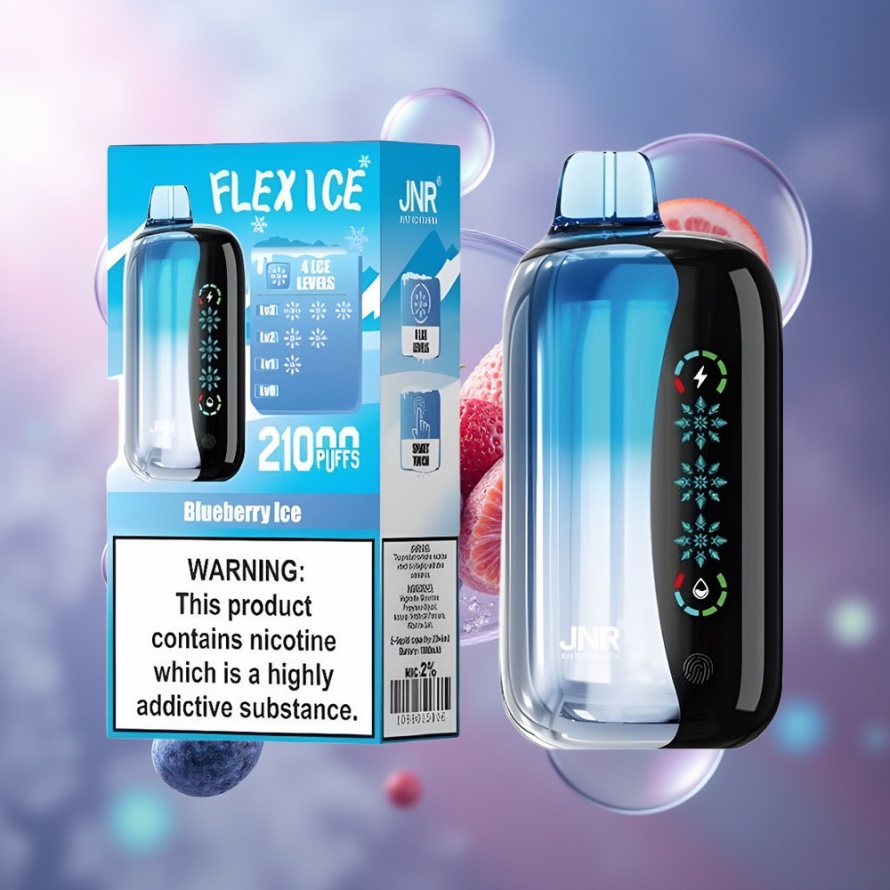 JNR Flex Ice 21000 Puffs Svensk Grossist Engångs Vape Blåbär Is med Justerbar Luftflöde, 26ml, Touchskärm, 1.2 Ohm Dual Mesh, 1000mAh, Type-C