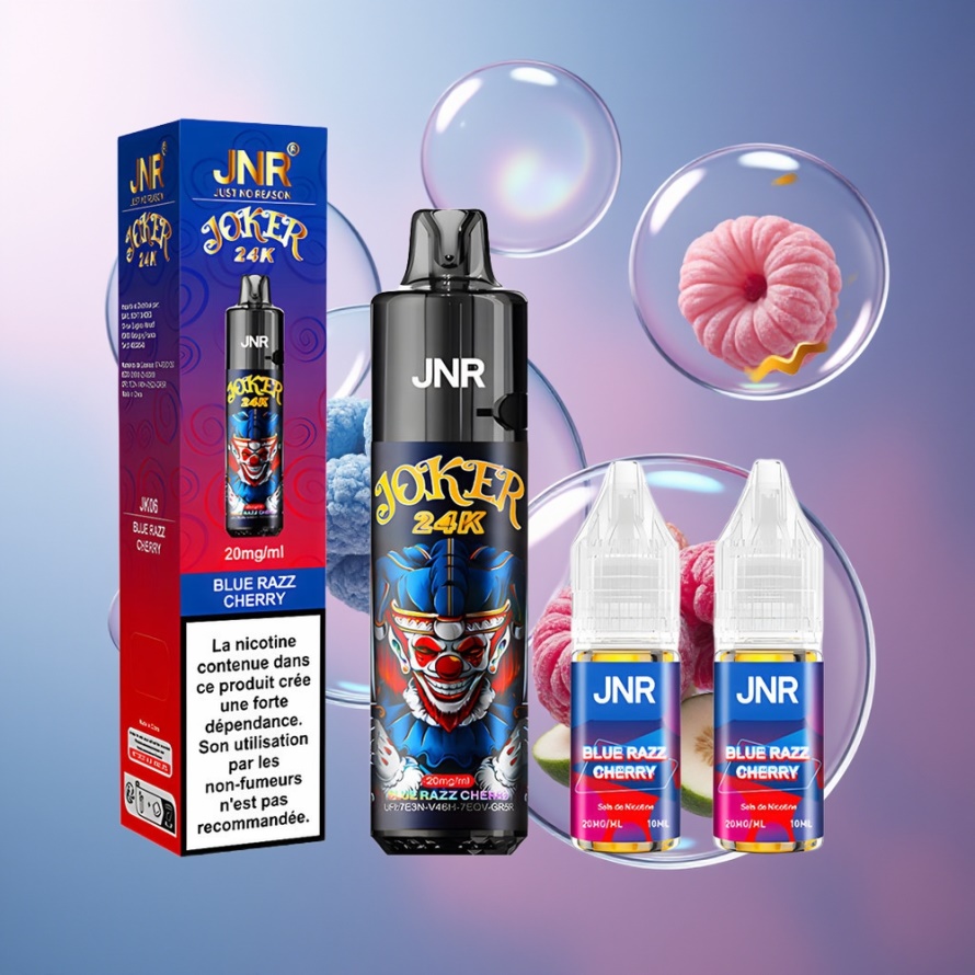 JNR Joker 24000 Puffs Engångs Vape Blå Hallon Körsbär svensk grossist 2+10ml 800mAh 24000 Puffs