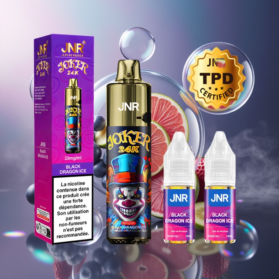 JNR Joker 24000 Puffs Engångs Vape Svart Drake Is 800mAh 2+10ml svensk grossist