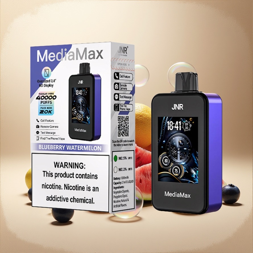 JNR MediaMax 40000 Puffs Svensk GrossistEngångs Vape Blåbär Vattenmelon 21mL 1000mAh Typ-C Laddning