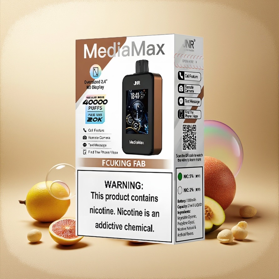 JNR MediaMax 40000 Puffs Svensk GrossistEngångs Vape Fcuking Fab 21mL 5% Nikotin Dual Mesh Coil Typ-C Laddning