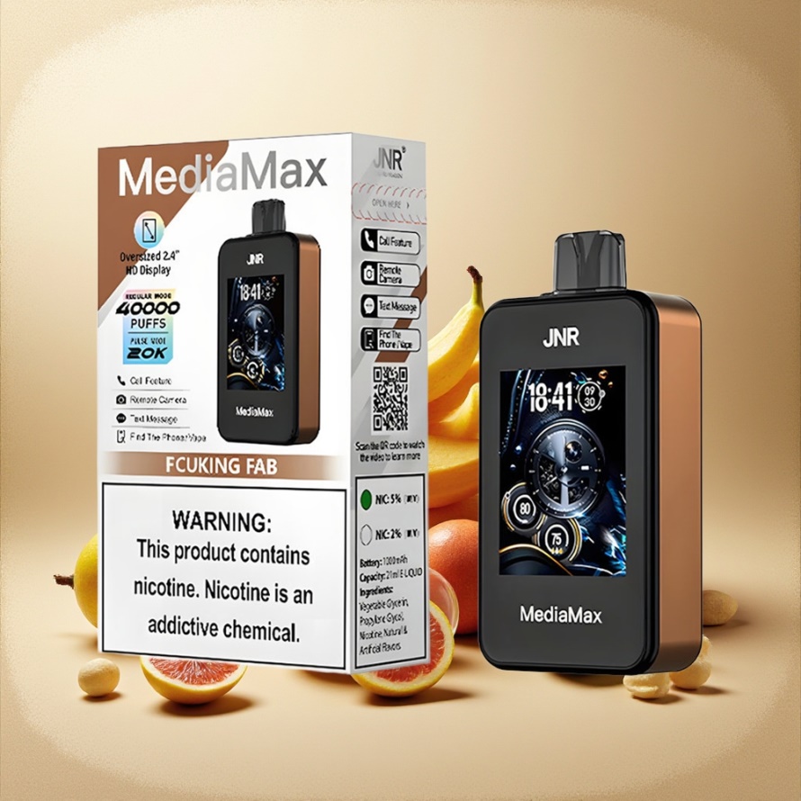 JNR MediaMax 40000 Puffs Svensk GrossistEngångs Vape Fcuking Fab 21mL 5% Nikotin Dual Mesh Coil Typ-C Laddning