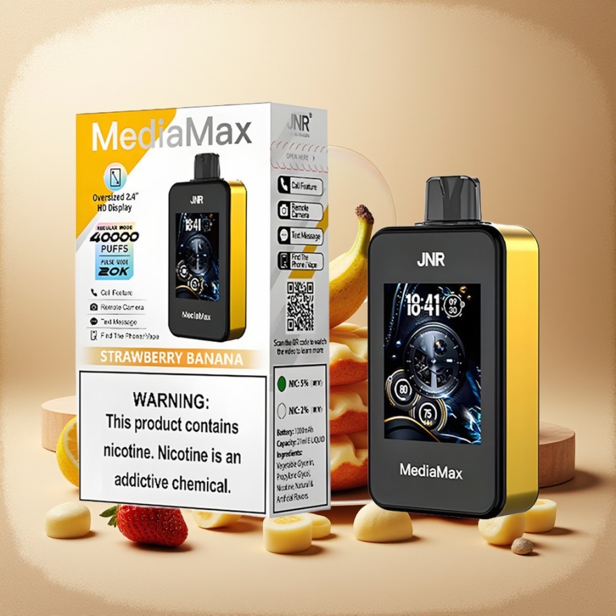 JNR MediaMax 40000 Puffs Svensk GrossistEngångs Vape Jordgubb Banan 21mL 1000mAh Type-C
