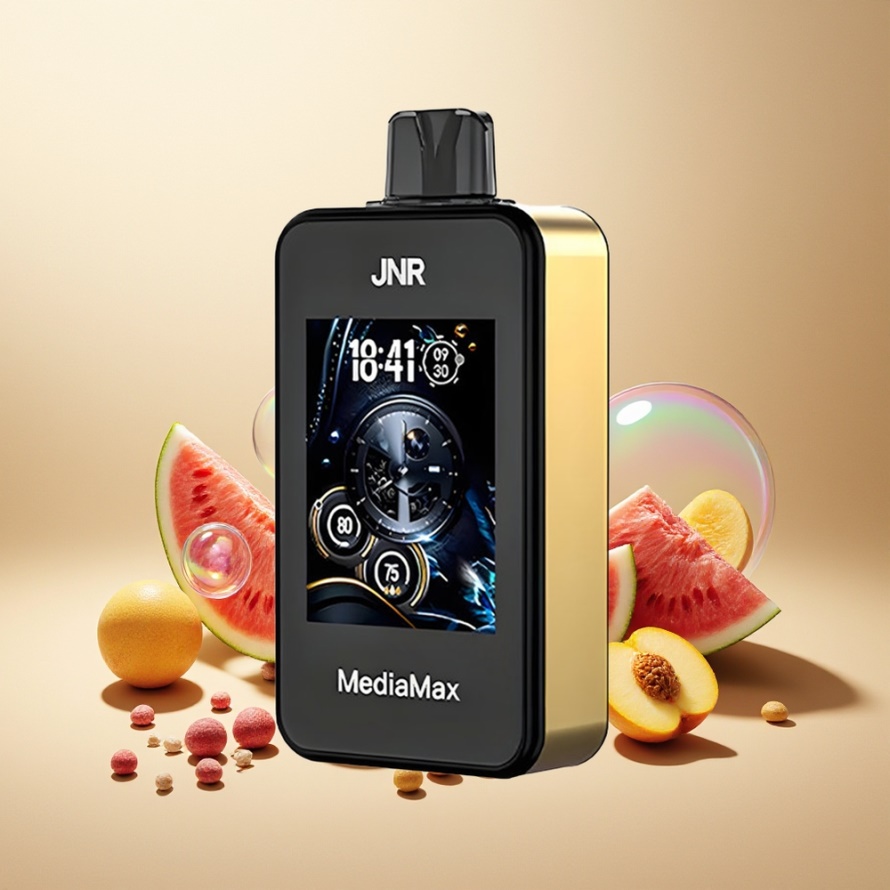 JNR MediaMax 40000 Puffs Svensk GrossistEngångs Vape Persika Mango Vattenmelon med 2,4 inch HD-skärm & Typ-C Laddning