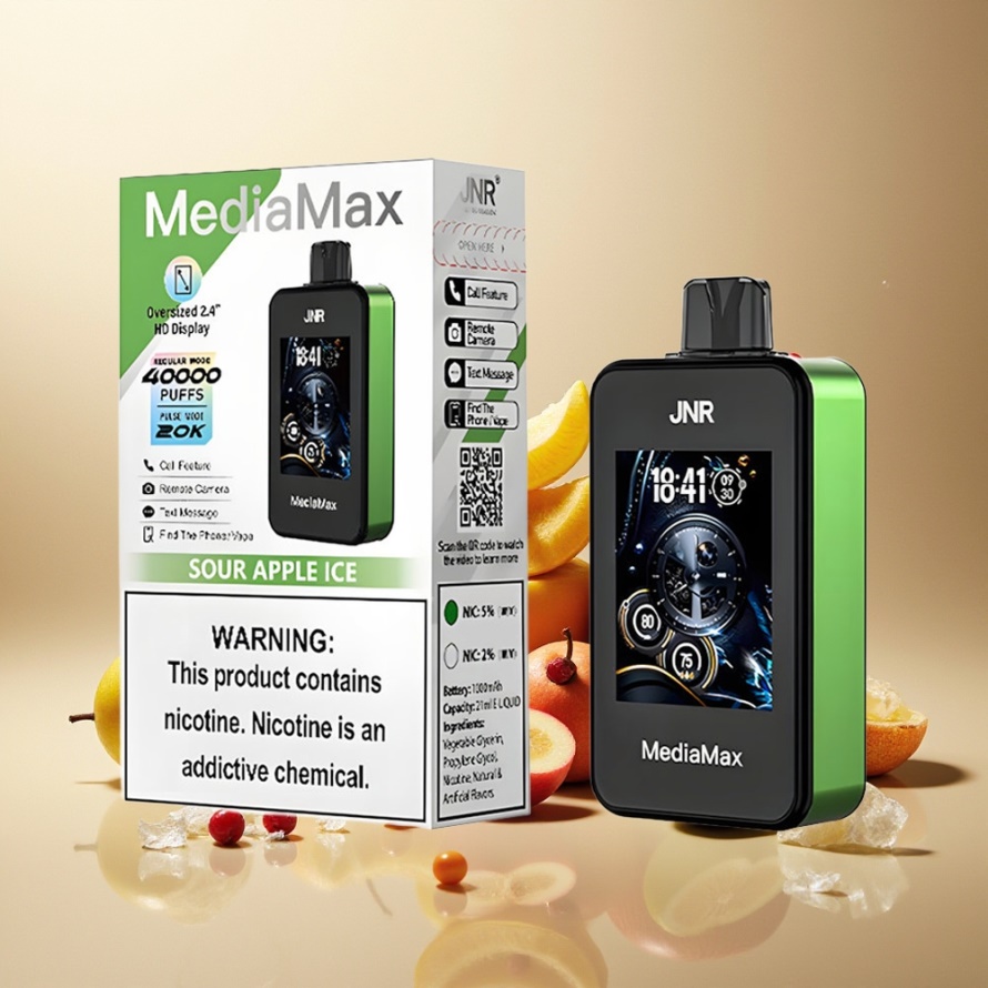 JNR MediaMax 40000 Puffs Svensk GrossistEngångs Vape Suräpple Is med 21mL & 1000mAh