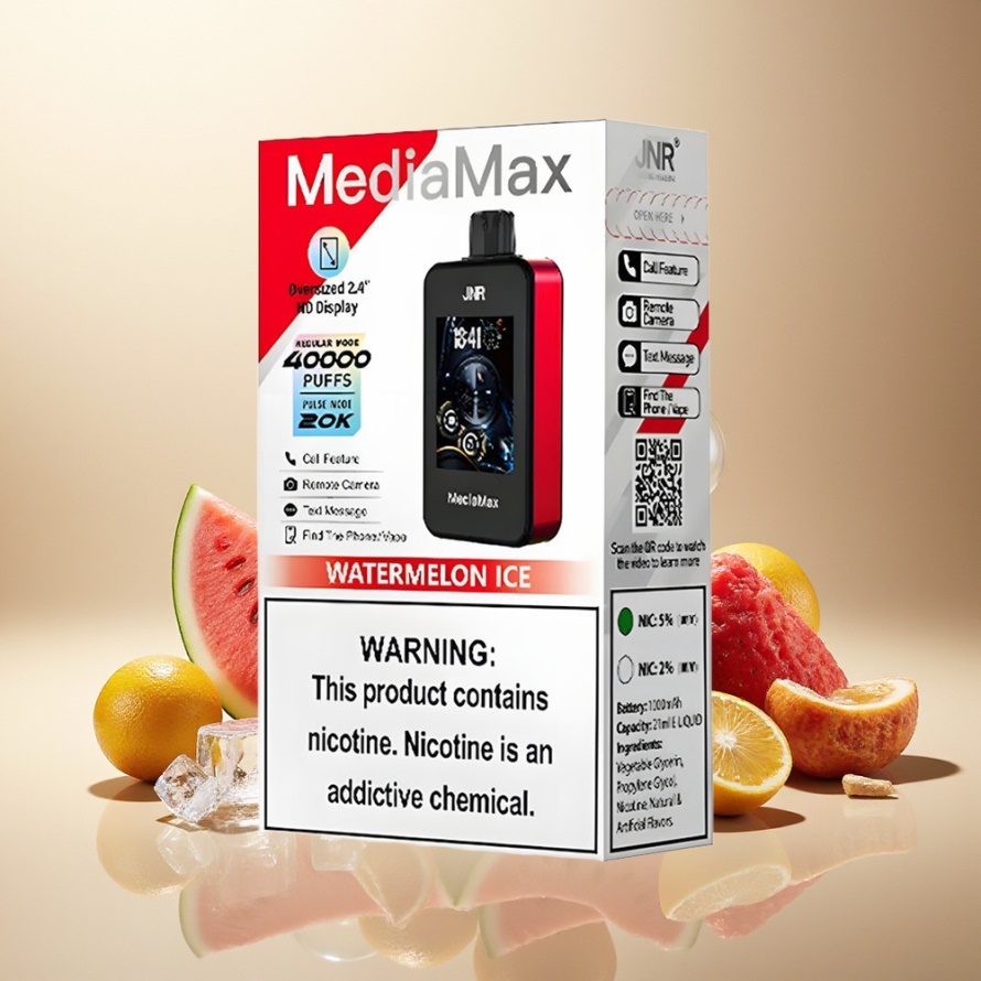 JNR MediaMax 40000 Puffs Svensk GrossistEngångs Vape Vattenmelon Is med 21mL E-liquid & 1000mAh Battery