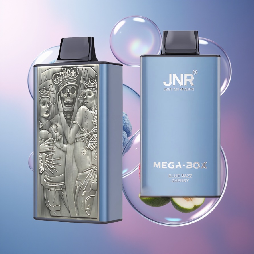 JNR Mega Box 25000 Puffs Svensk Grossist Engångs Vape Blå Hallon Körsbär med Dual Mesh Coil & 850mAh