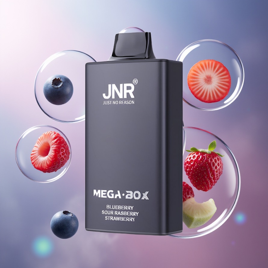 JNR Mega Box 25000 Puffs Svensk Grossist Engångs Vape Blåbär Sur Hallon Jordgubb med 30ml E-vätska & Typ-C Laddning