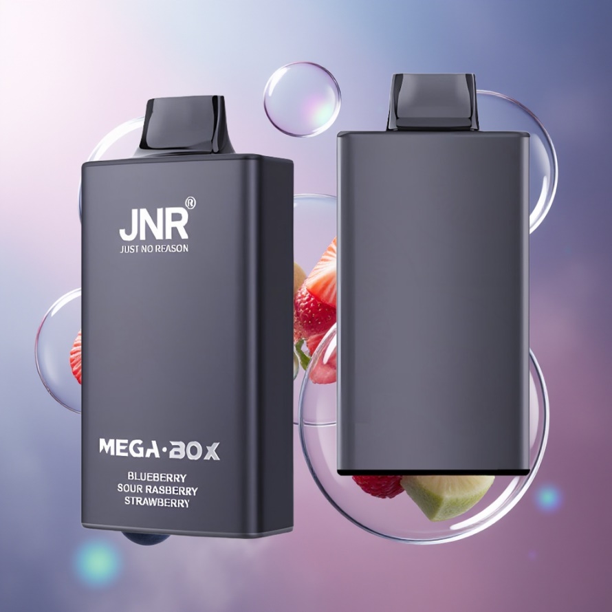JNR Mega Box 25000 Puffs Svensk Grossist Engångs Vape Blåbär Sur Hallon Jordgubb med 30ml E-vätska & Typ-C Laddning