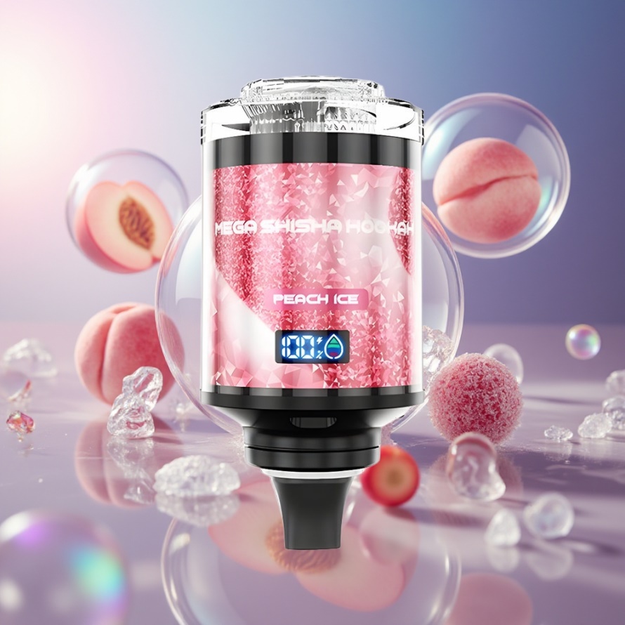 JNR Mega Shisha Hookah 100K Desktop Kompatibilitet Persikais, 2200mAh, 60ml, svensk grossist