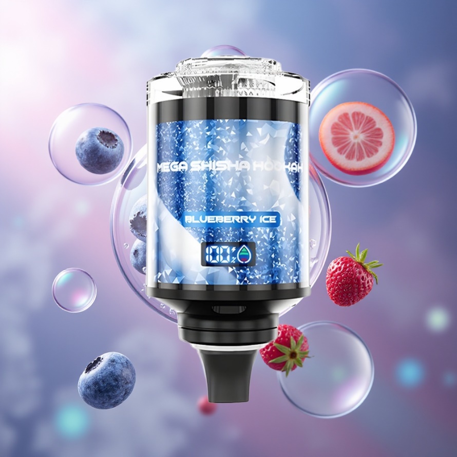 JNR Mega Shisha Hookah 100K Svensk Grossist 2200mAh Blåbär Is Desktop Kompatibel