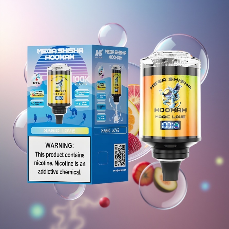 JNR Mega Shisha Hookah 100K Svensk Grossist 2200mAh Typ-C 60ml 2% Nikotin Magic Kärlek