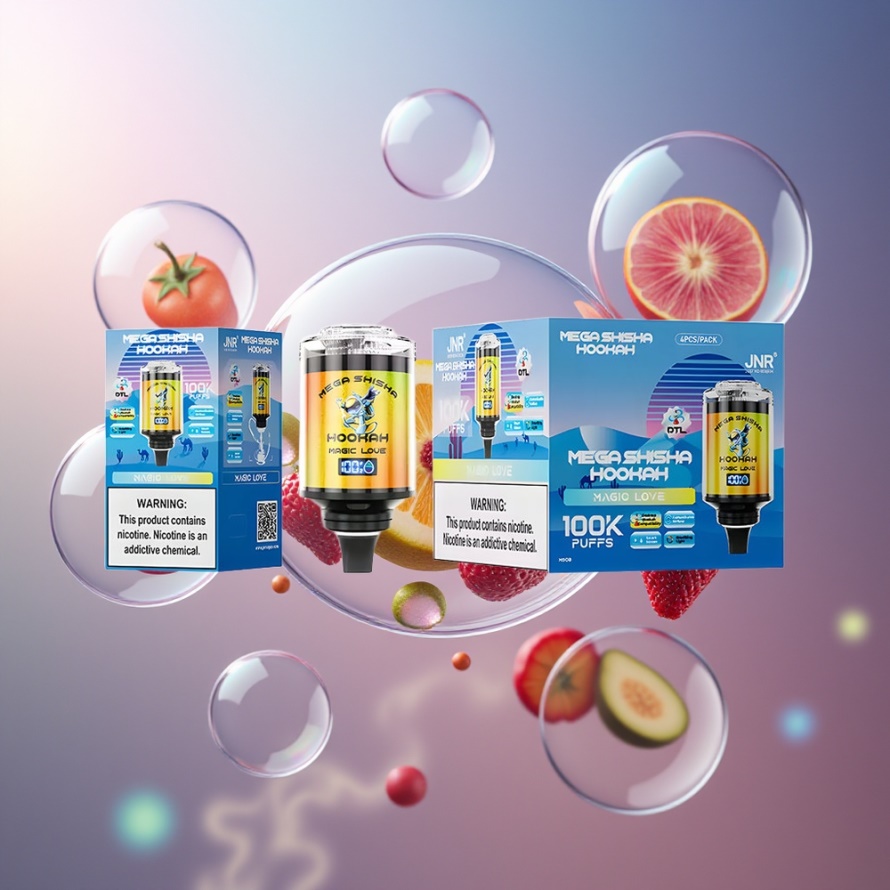 JNR Mega Shisha Hookah 100K Svensk Grossist 2200mAh Typ-C 60ml 2% Nikotin Magic Kärlek