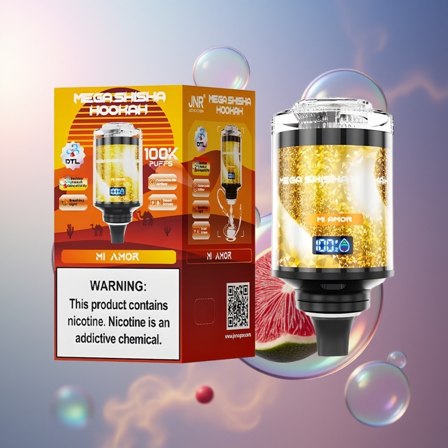 JNR Mega Shisha Hookah 100K Svensk Grossist Desktop 2200mAh Typ-C Mi Amor