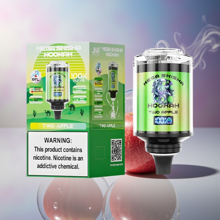 JNR Mega Shisha Hookah 100K Svensk Grossist Desktop 70.2mm 100K Puffs 60ml 2200mAh Type-C 2 Apple