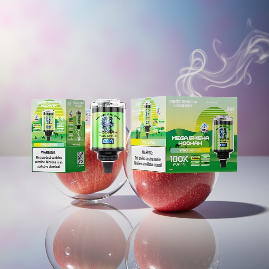 JNR Mega Shisha Hookah 100K Svensk Grossist Desktop 70.2mm 100K Puffs 60ml 2200mAh Type-C 2 Apple