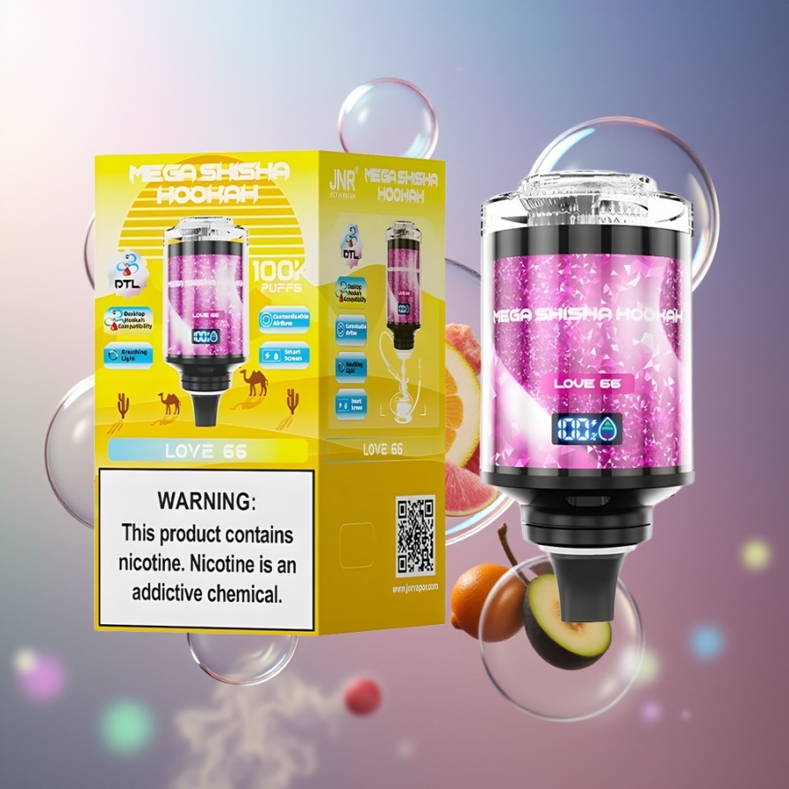 JNR Mega Shisha Hookah 100K Svensk Grossist Desktop 70.2mm Typ-C 2200mAh 60ml 2% Kärlek 66