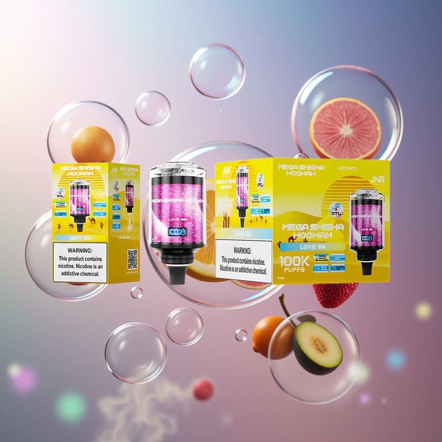 JNR Mega Shisha Hookah 100K Svensk Grossist Desktop 70.2mm Typ-C 2200mAh 60ml 2% Kärlek 66