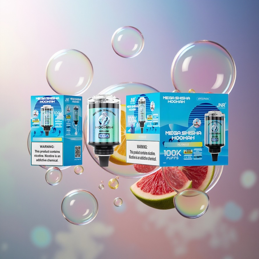 JNR Mega Shisha Hookah 100K Svensk Grossist Skrivbordskompatibel Hawaii 60ml 2200mAh Typ-C