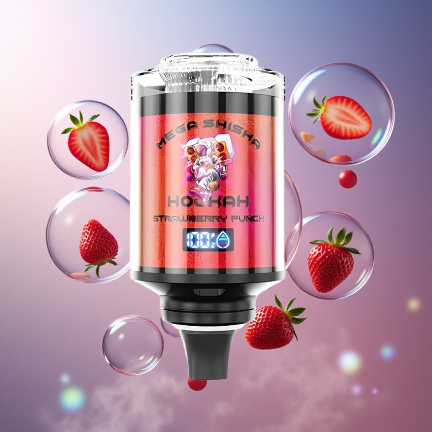 JNR Mega Shisha Hookah 100K Svensk Grossist Skrivbordskompatibel Jordgubbspunch 2200mAh Typ-C 60ml