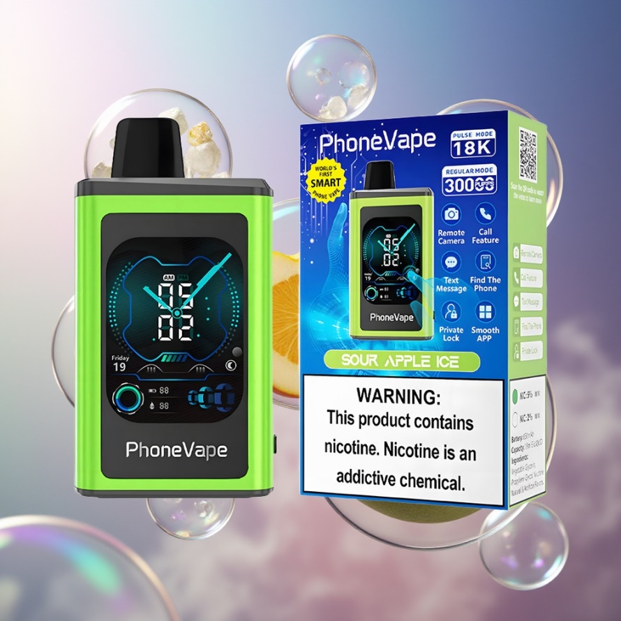 JNR PhoneVape 30000 puff Engångs Vape Suräpple Is svensk grossist Turbo Mode 850mAh Type-C 2% 5%