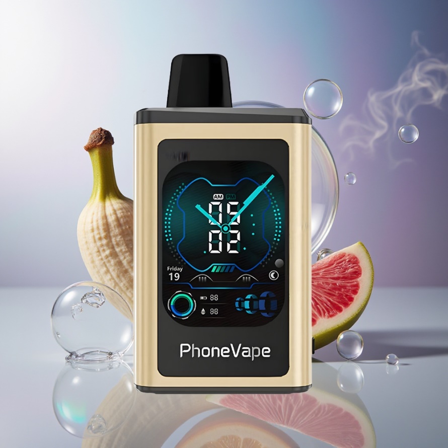 JNR PhoneVape 30000 puffar Engångsvape Bananis (850mAh, Turbo, Justerbar Luftflöde, Appstyrd, Svensk Grossist)