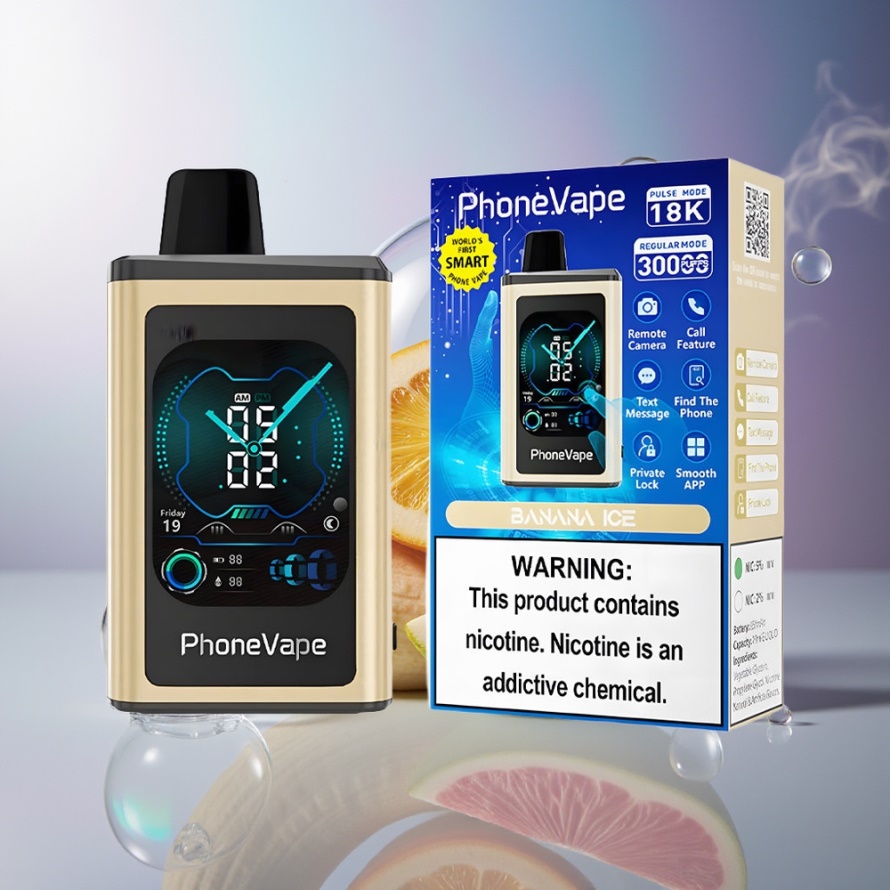 JNR PhoneVape 30000 puffar Engångsvape Bananis (850mAh, Turbo, Justerbar Luftflöde, Appstyrd, Svensk Grossist)