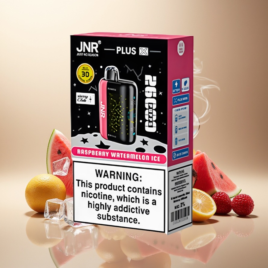 JNR Plus X 26000 PuffsEngångs Vape Hallon Vattenmelon Is med 850 mAh, 28ml, 2% Nikotin, Dual Mesh Coil, Type-C, 3D Skärm – svensk grossist