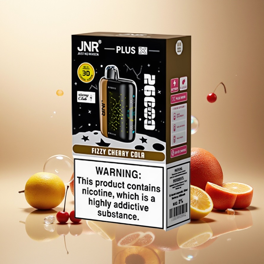 JNR Plus X 26000 Puffs Svensk GrossistEngångs Vape Fizzy Körsbär Cola 850mAh 28ml 2% Nikotin Dual Mesh Coil Type-C 3D Skärm