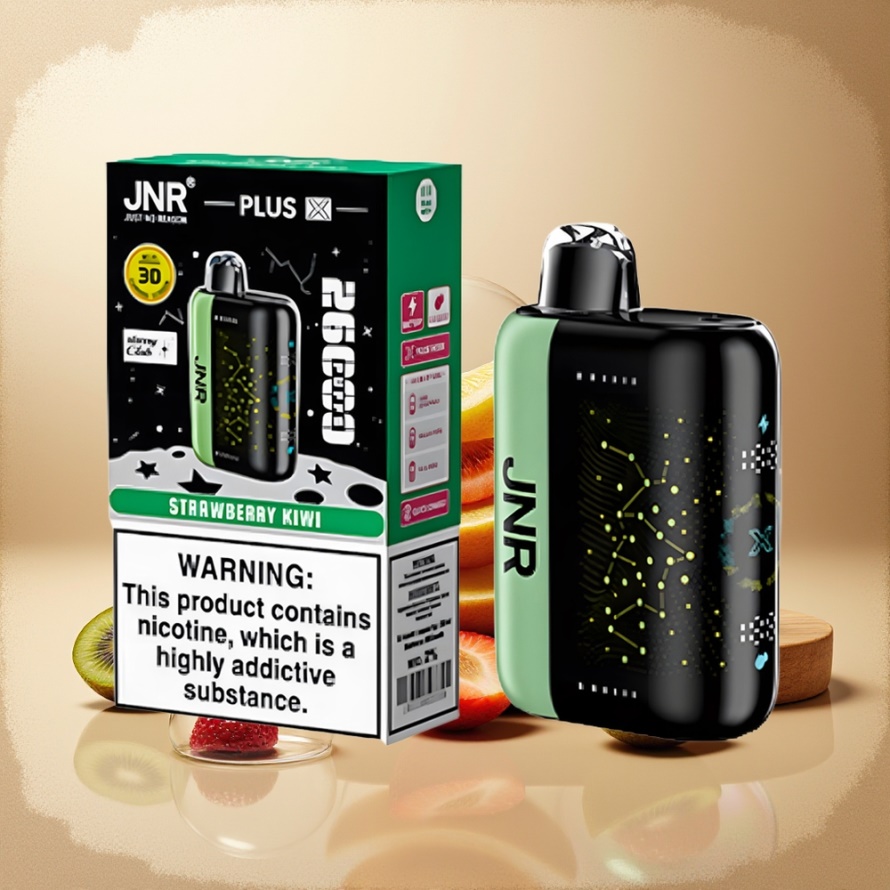 JNR Plus X 26000 Puffs Svensk GrossistEngångs Vape Jordgubb Kiwi 850mAh 28ml 2% Nikotin Dual Mesh Coil Type-C 3D Skärm