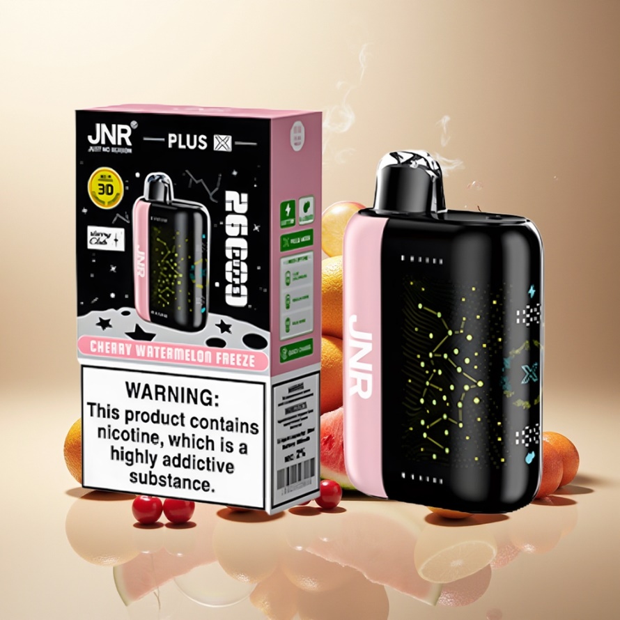 JNR Plus X 26000 Puffs Svensk GrossistEngångs Vape Körsbär Vattenmelon Frysa 850mAh 28ml 2% Nikotin Dual Mesh Coil Type-C 3D Curved Screen