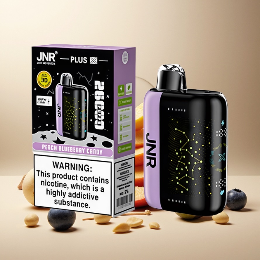 JNR Plus X 26000 Puffs Svensk GrossistEngångs Vape Persika Blåbär Godis med 850 mAh Batteri och 28ml E-vätska